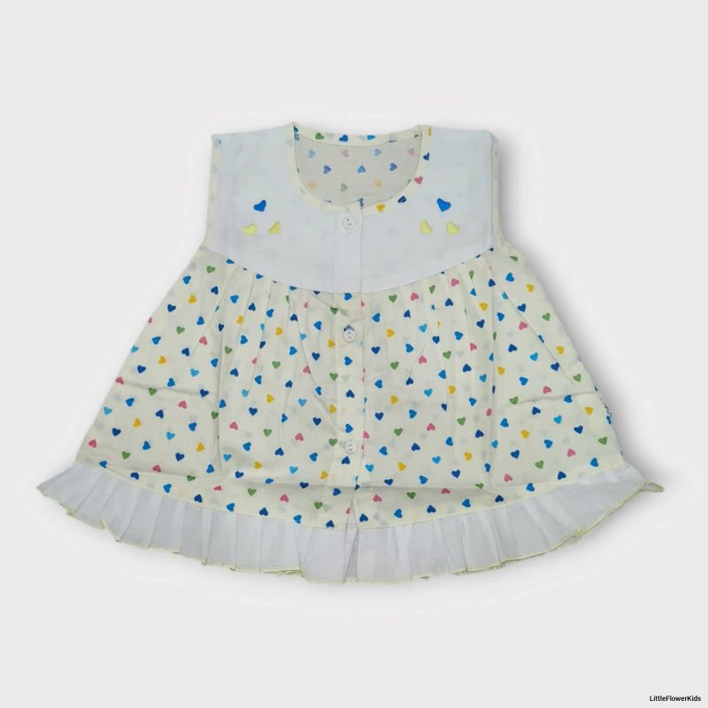 Baby girl cotton frock with flower/heart print