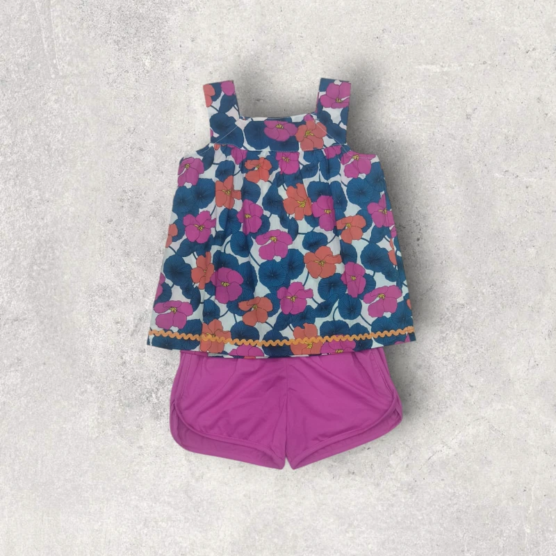Floral print cotton top with shorts
