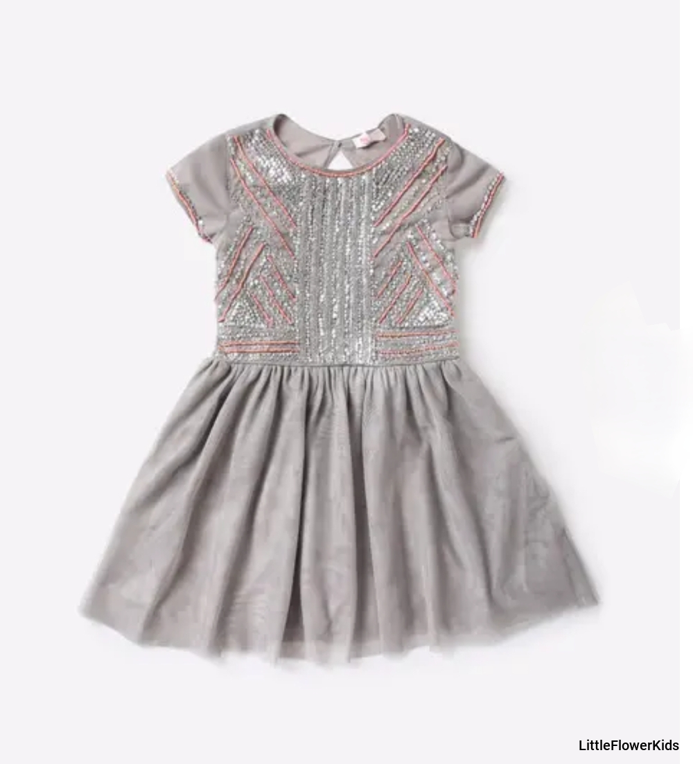 Sequin Work Frock in Net Fabric