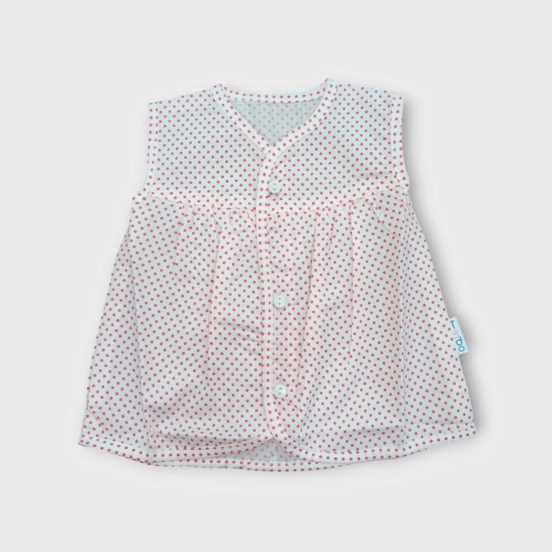 New born white polka dot print cotton frock