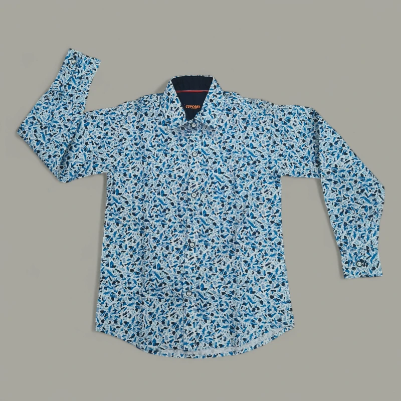 Blue pattern printed shirt