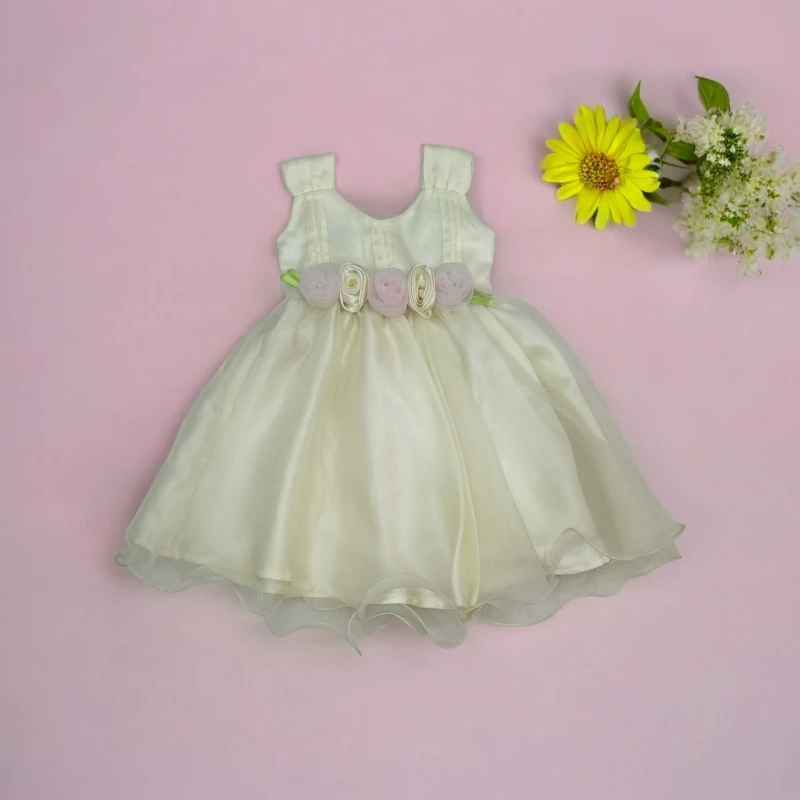 Light Yellow Frock with Flower detail