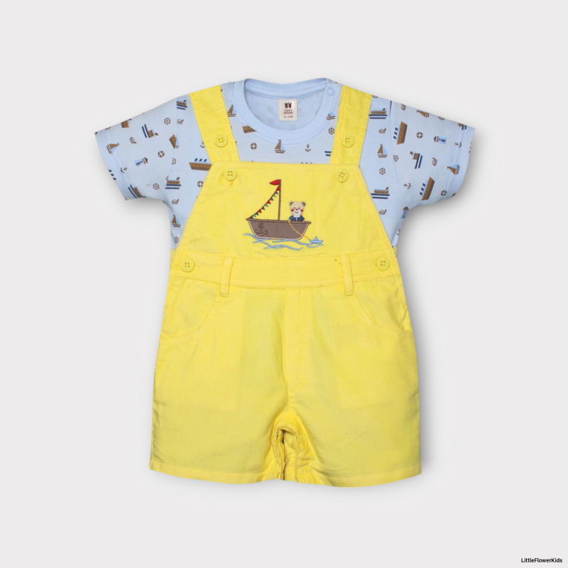 Yellow & Blue Baby Boy Dungaree Set