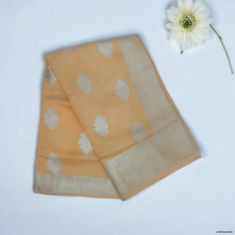 Yellow Silver Jari Linen Saree