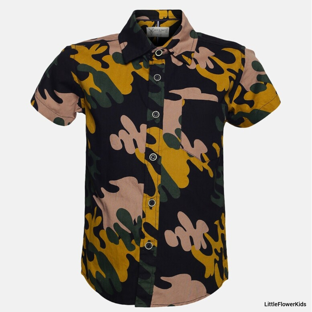 Camouflage Pattern Boys Cotton Shirt