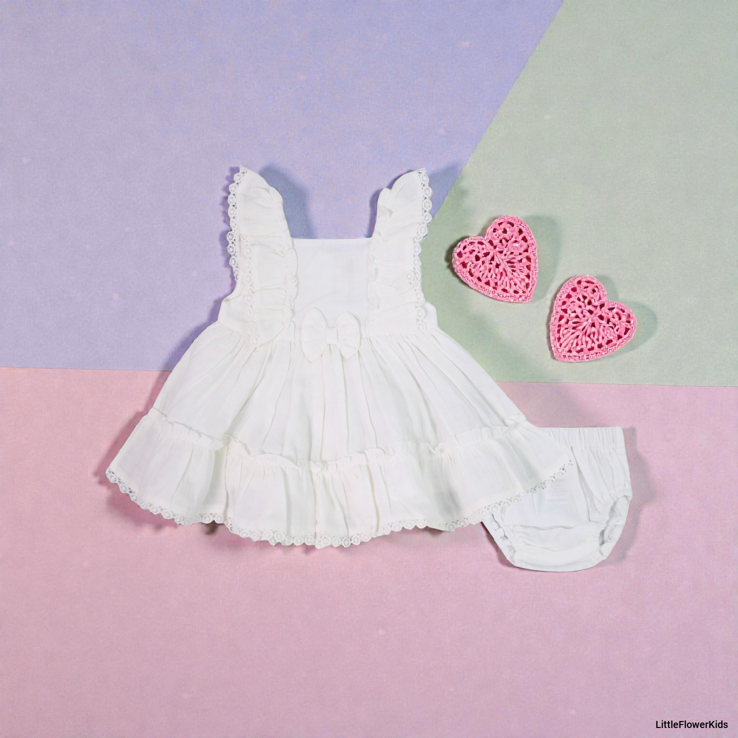Baby White Ruffle Sleeve Muslin Frock