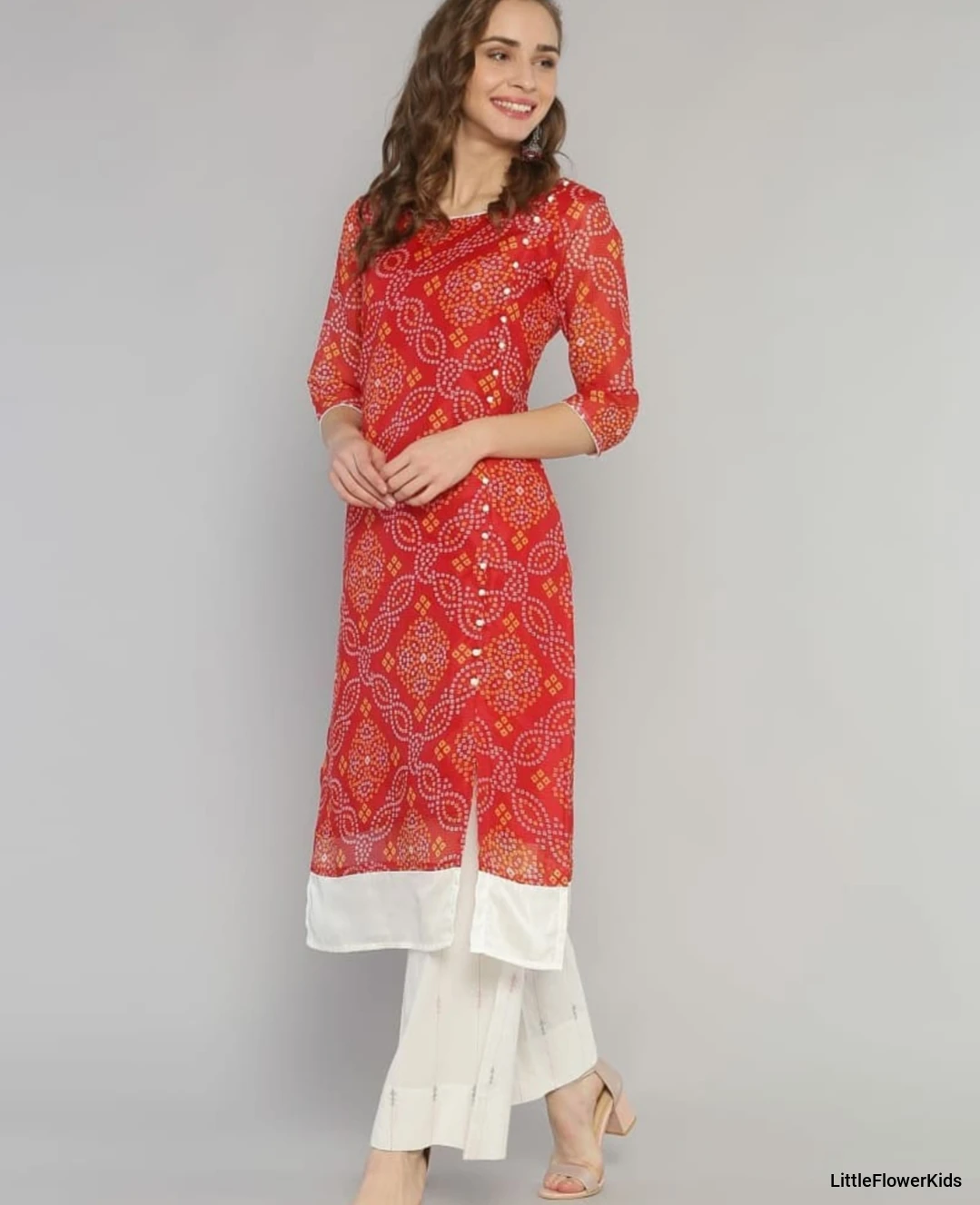 Kota Fabric Bandhani Print Kurta
