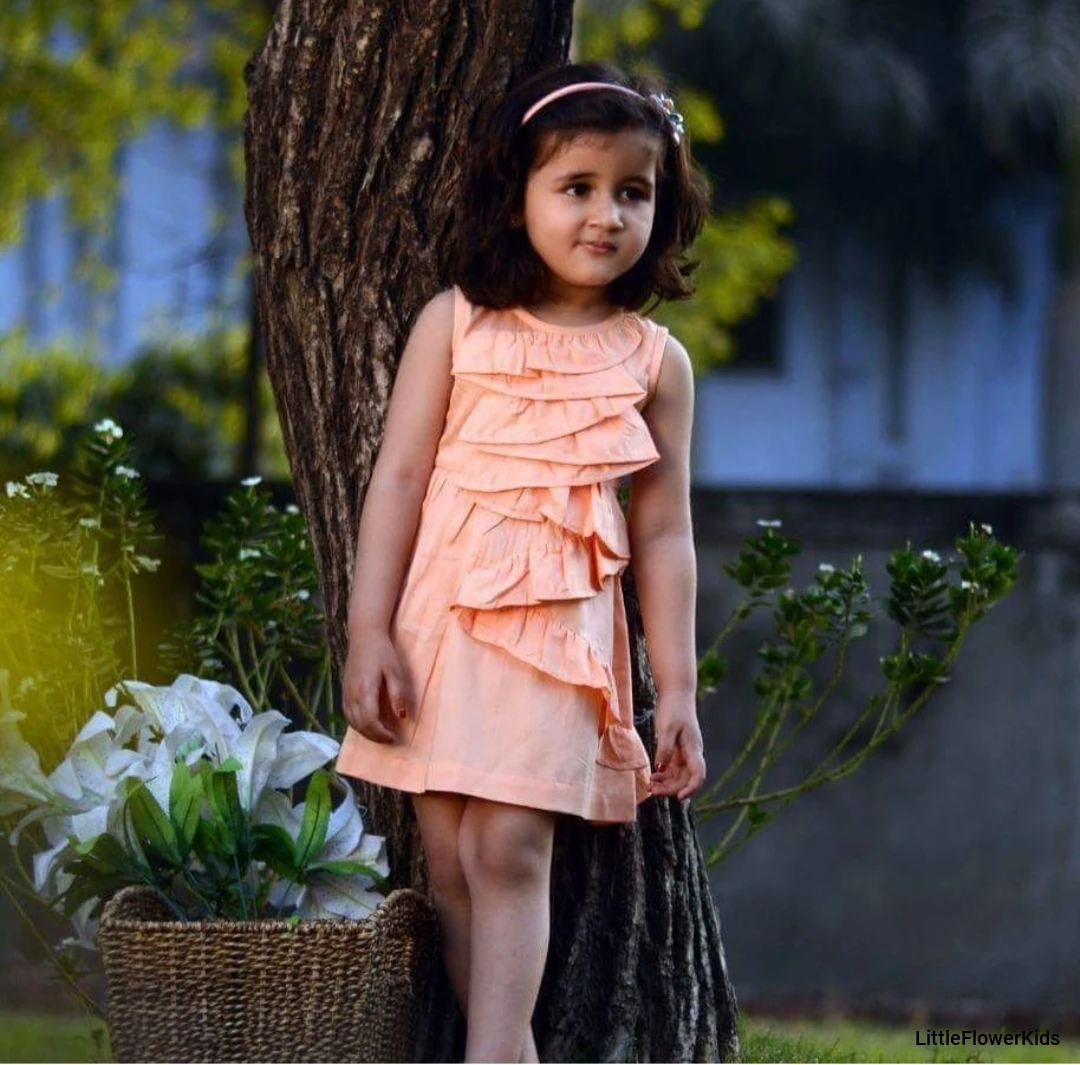 Orange Cotton Frilled Frock