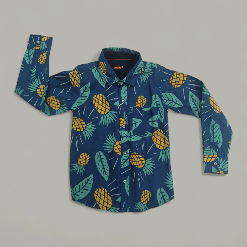 Blue Topical print kids shirt