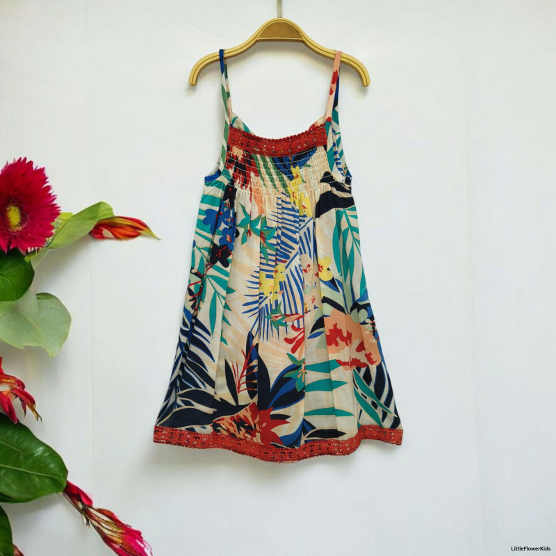 Tropical Pattern Sleeveless Dress