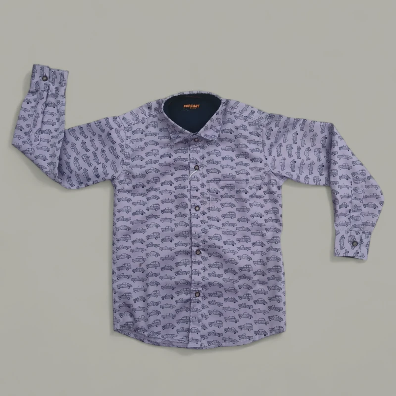 Kids Purple car pattern print shirt