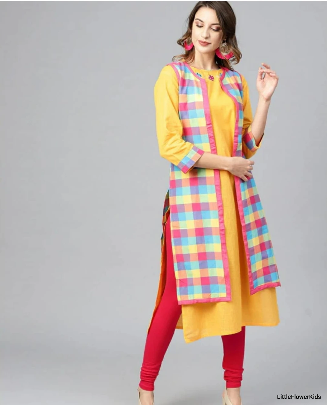 Yellow Kuta with Multicolour Jacket