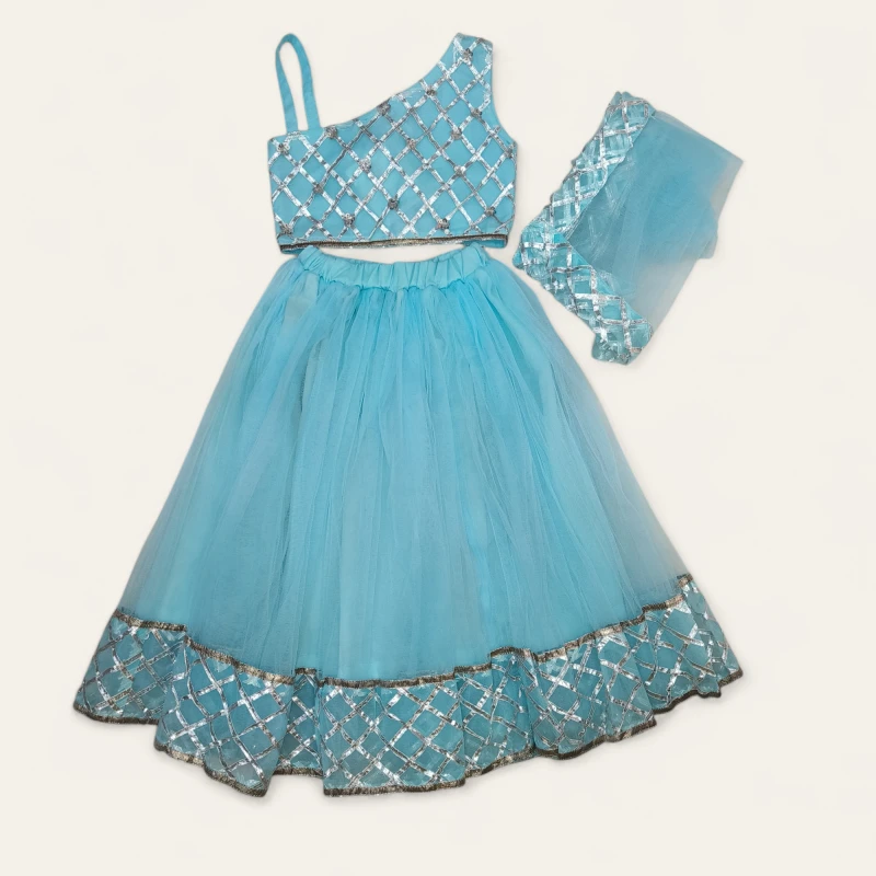 Sky Blue Gotta patti wotk lehenga