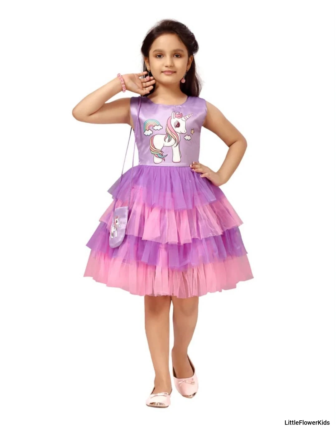 Pink & Purple unicorn frock