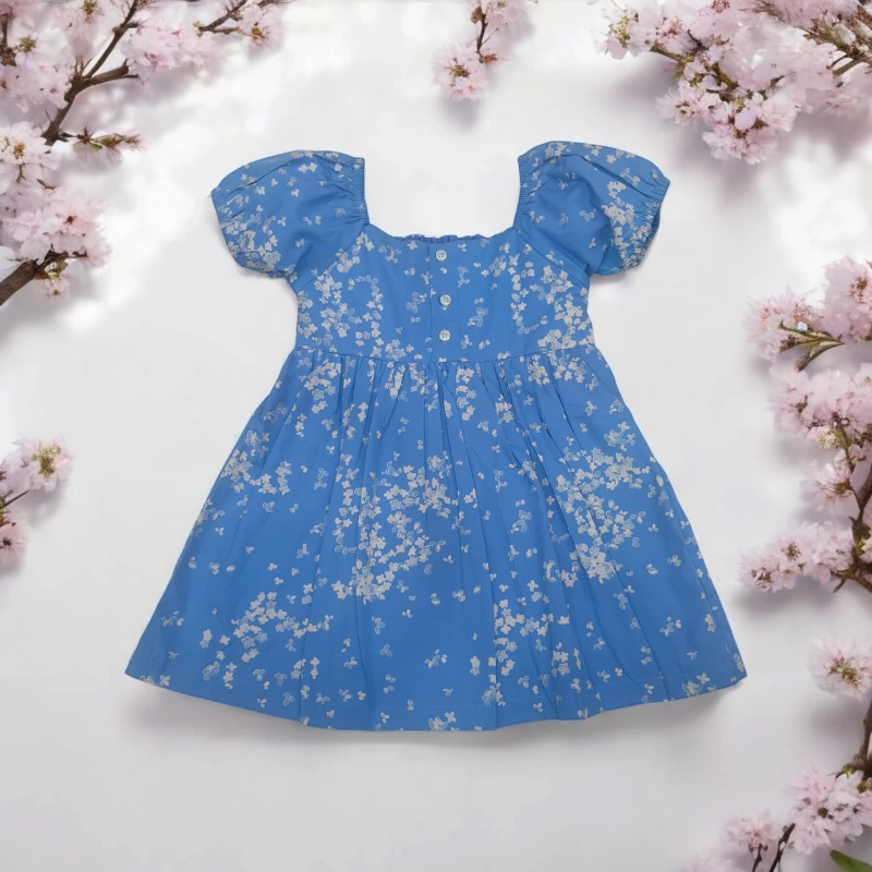 Puff sleeves Cotton Frock with floral print