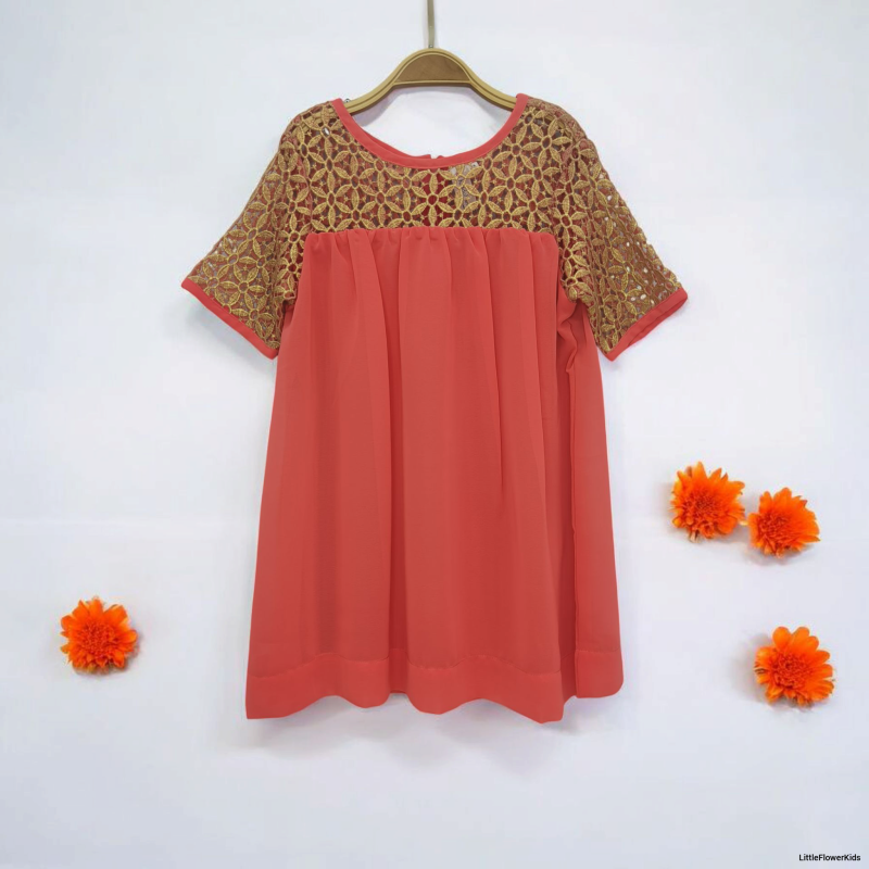 Georgette Cutwork Pattern Dress