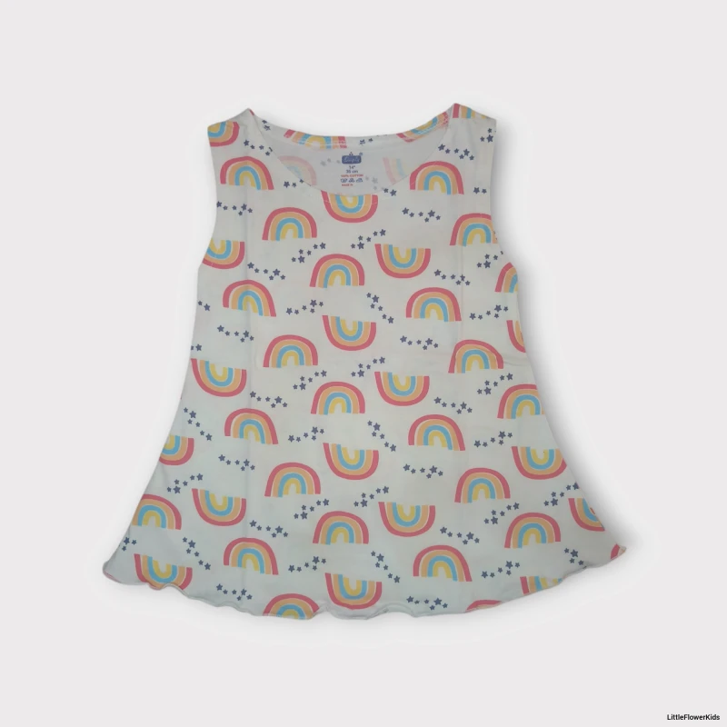 Rainbow printed baby frock