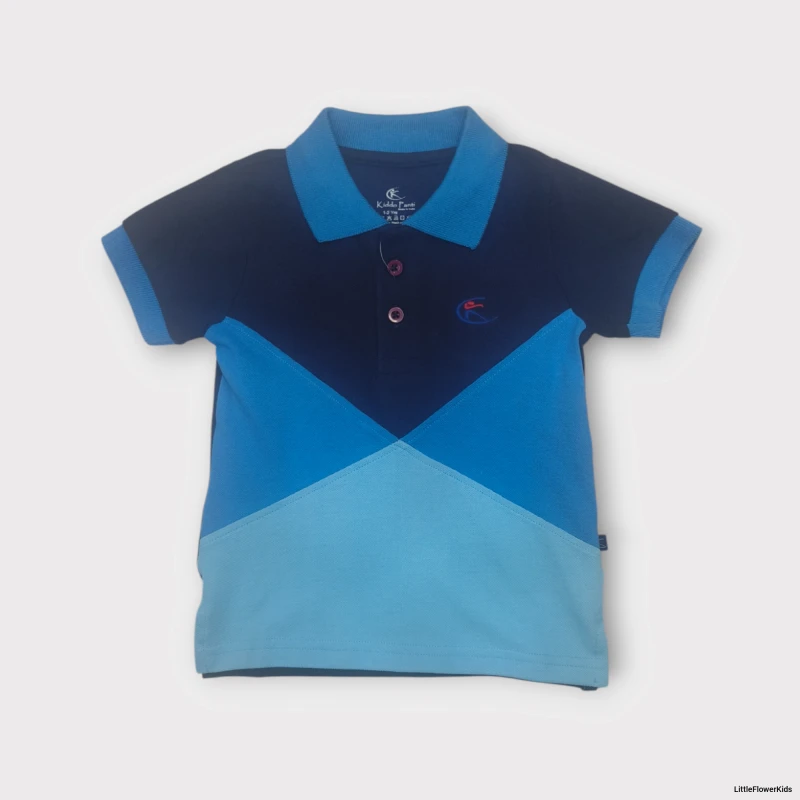 Blue Colourblock Polo T-shirt