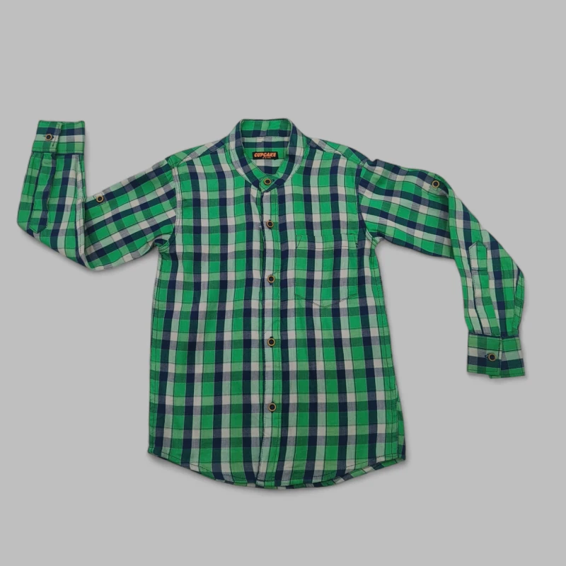 Green Checked Full Sleeve Shirt
