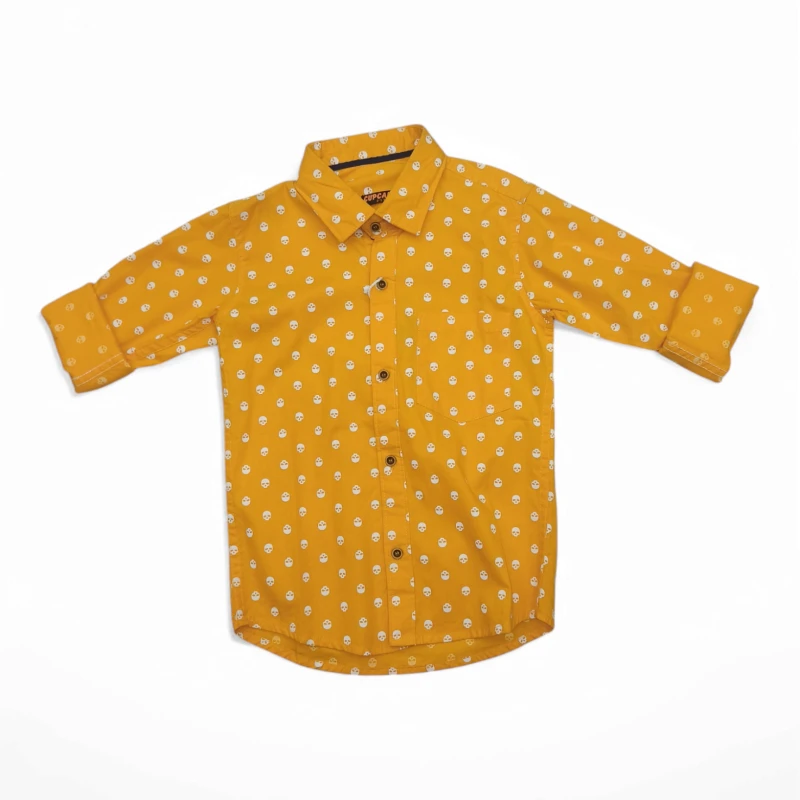 Orange shirt with skull print