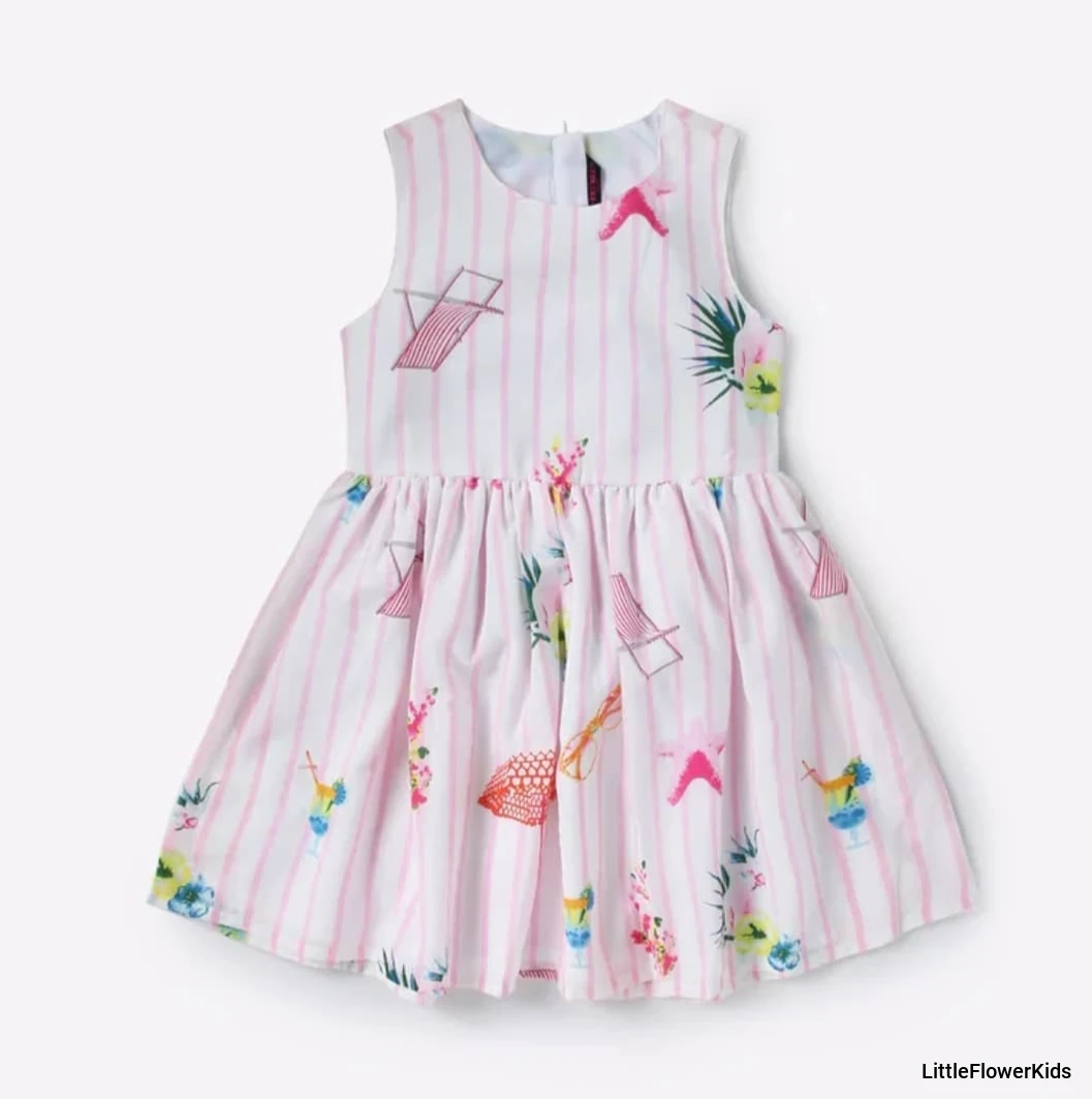 White frock with beach theme