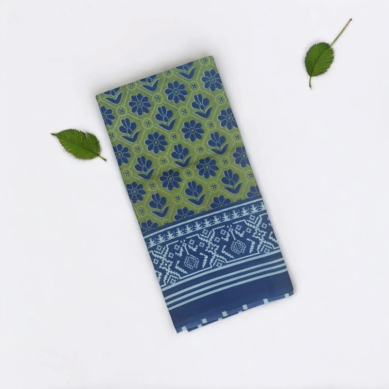 Green cotton mul mul saree