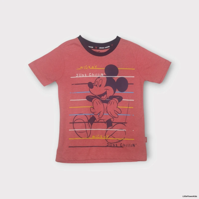 Orange Mickey Mouse printed T-shirt