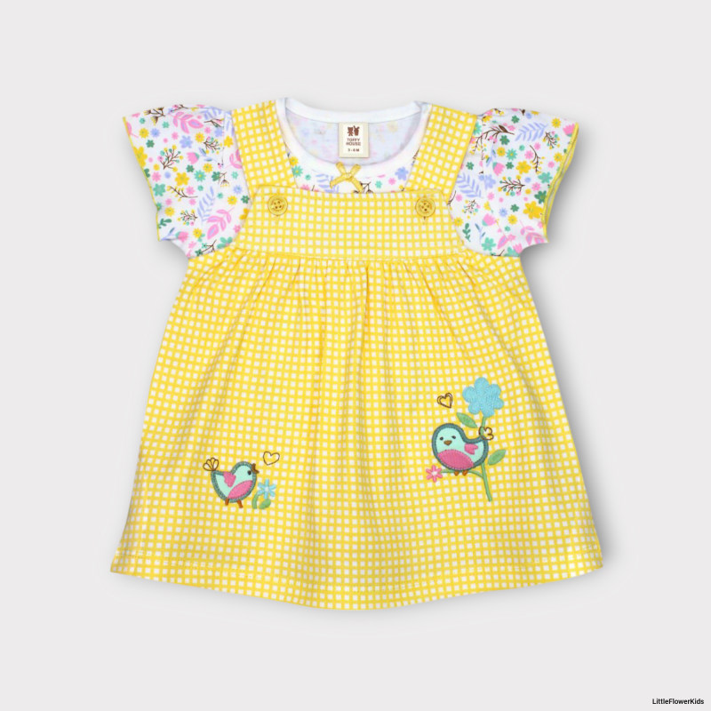 Yellow Checked Pattern Baby Girl Frock