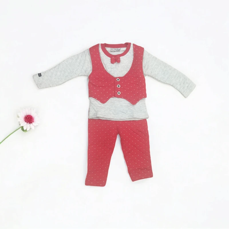 Red and Grey quilted winter set for boys