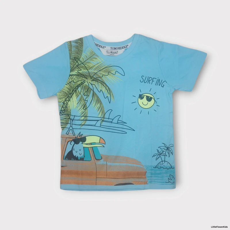 Blue T-shirt with Beach print