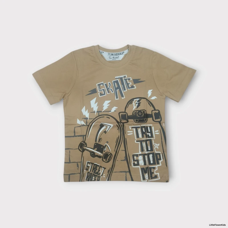 Brown Skateboard printed T-shirt