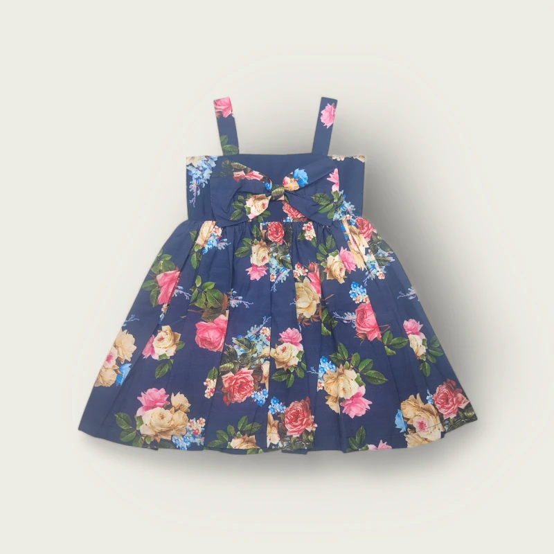 Floral print navy blue dress