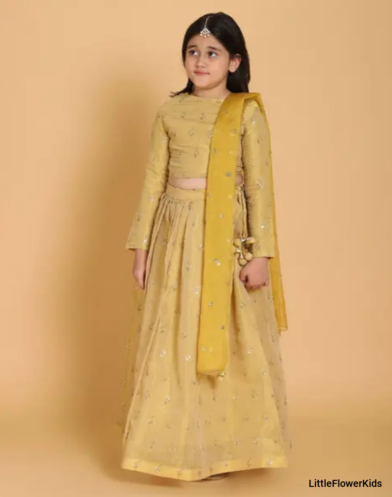 Golden Lehenga will full sleeve top