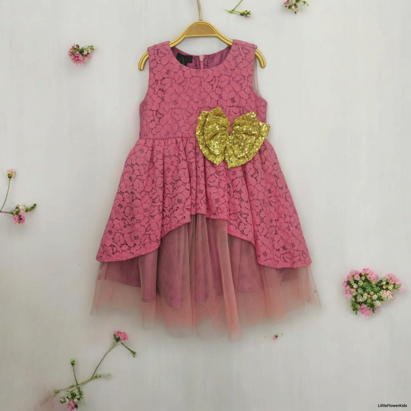 Pink Layered Party Wear Dress
