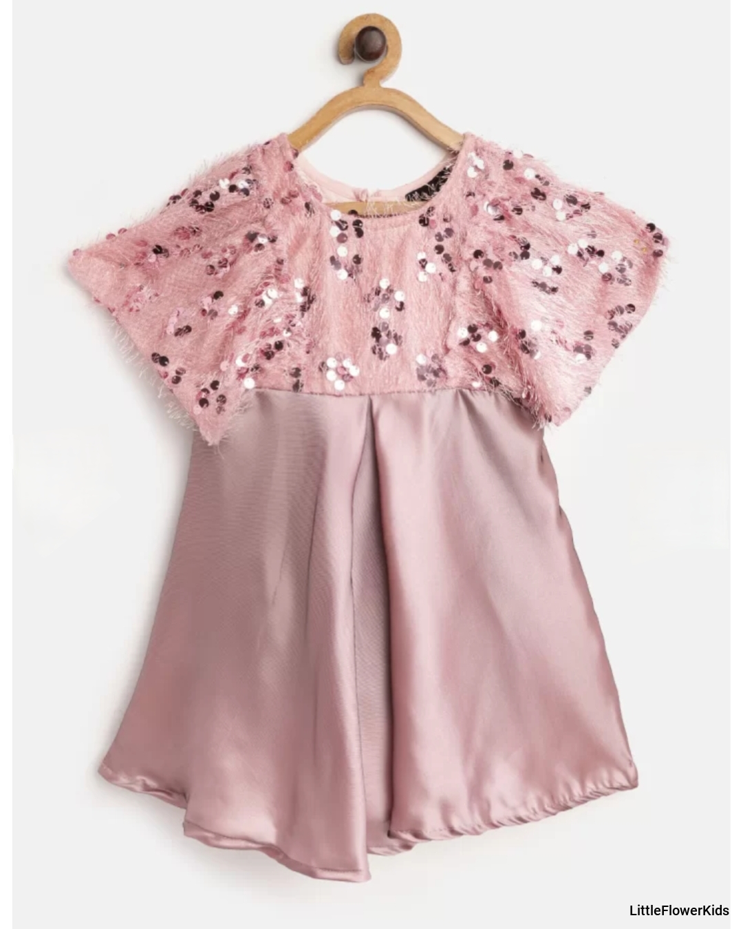 Pink Embellished Round Neck Frock