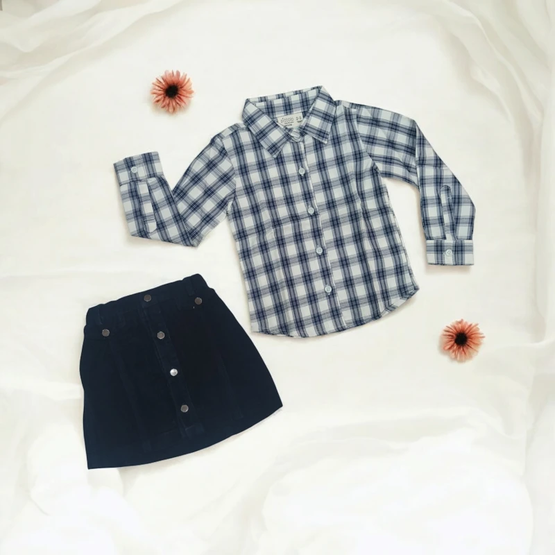 Checked Shirt with Skirt