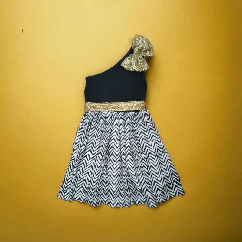 Black and White One Shoulder Dress