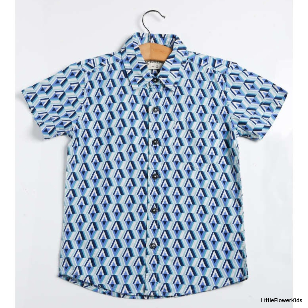Blue Geometric Pattern Shirt