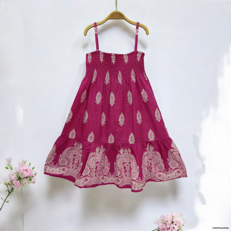 Pink Printed Cotton Frock