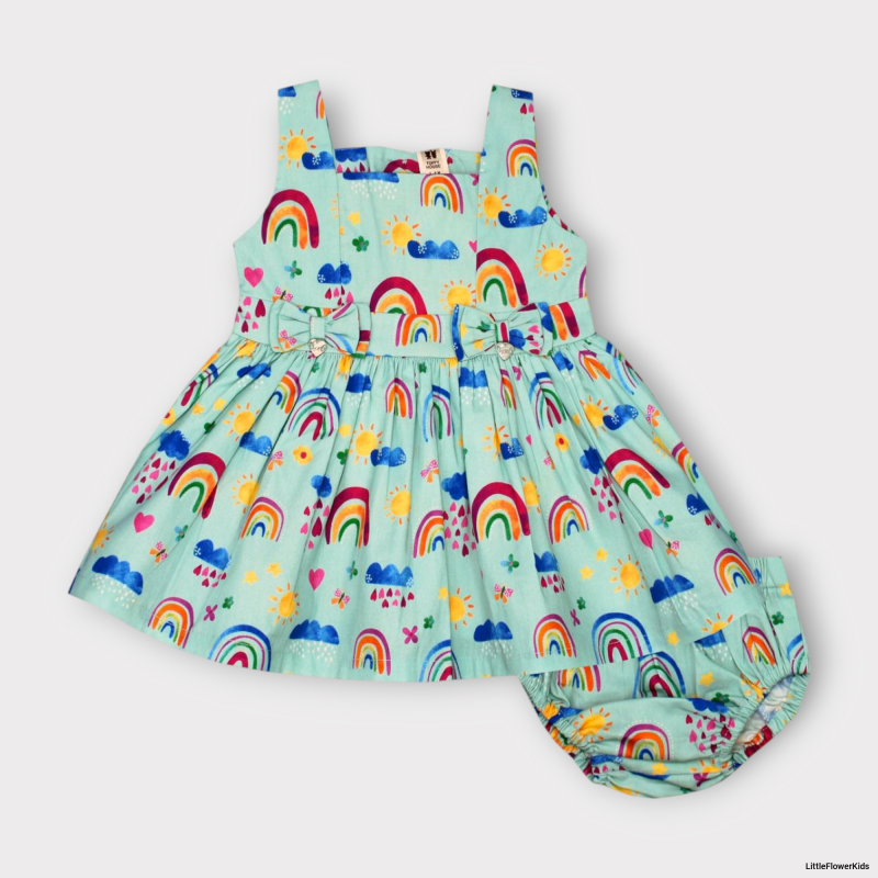Rainbow Printed Cotton Frock