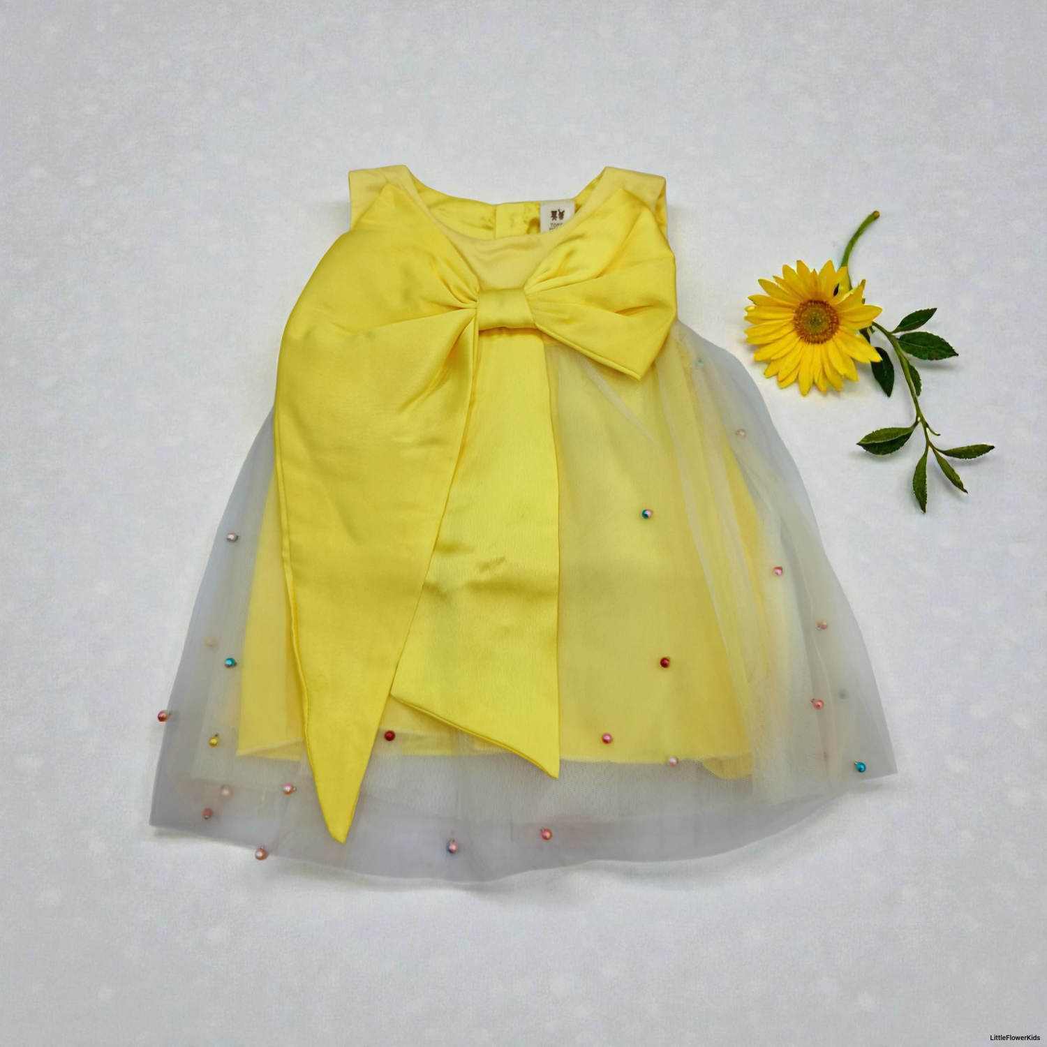 Baby Yellow Bow Tulle Dress