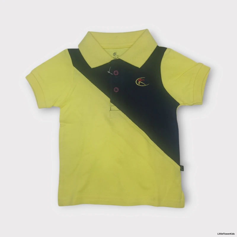 Yellow and Green Colour block Polo T-shirt