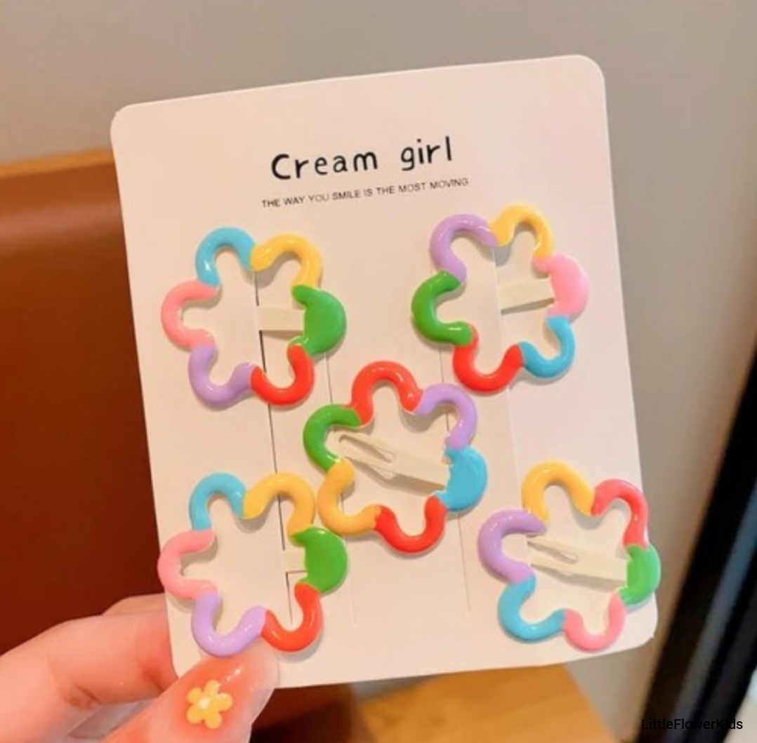 Rainbow Flower Clip