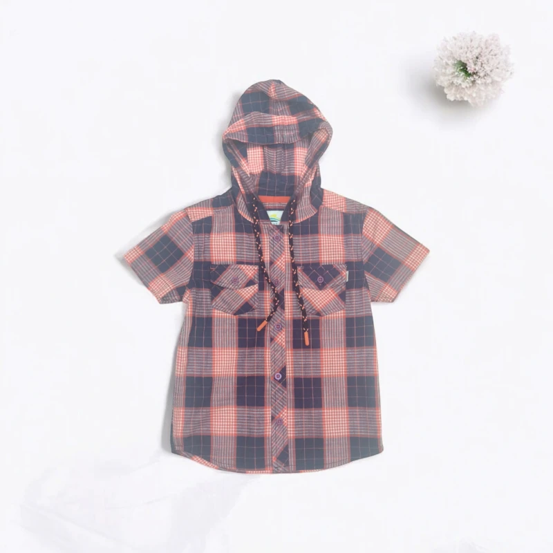 Checked shirt with hoodie