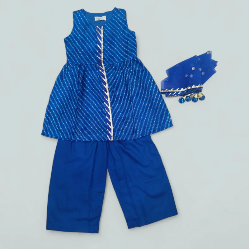 Kids Royal Blue Lehariya Palazzo set